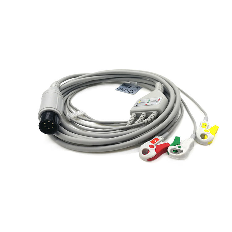 ECG Universal Patient Electrocardiograph Cable 6 Pin 3 Lead Clip ECG Cable