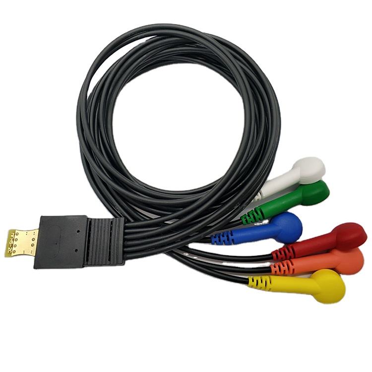Hospital use compatible Schiller MT-101 6 lead holter ecg cable with snap