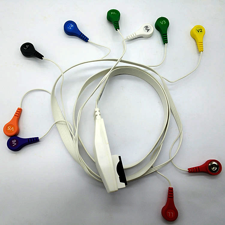 AHA Certificated ECG cable with Snap end electrodes one piece Mortara 10- lead holter cable