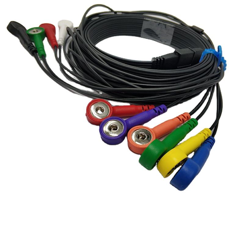 Compatible MS-12 Blue 10 lead snap style ecg holter cable schiller