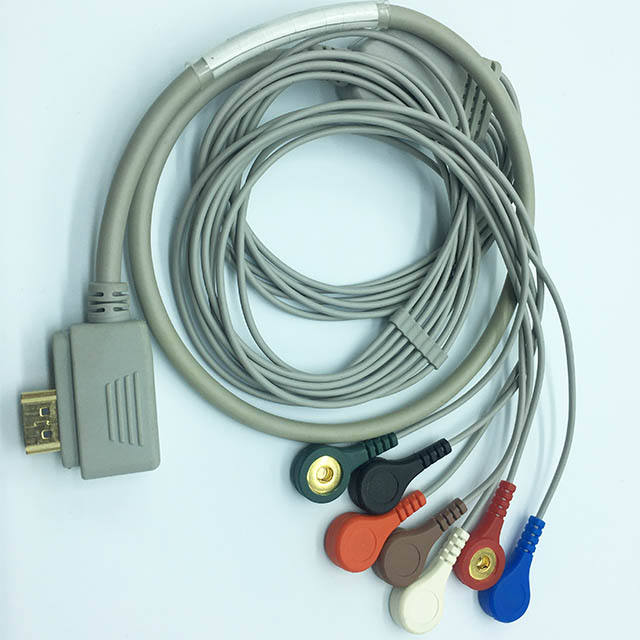 Snap Connector 7 Lead Wires AHA GE Holter ECG Cable