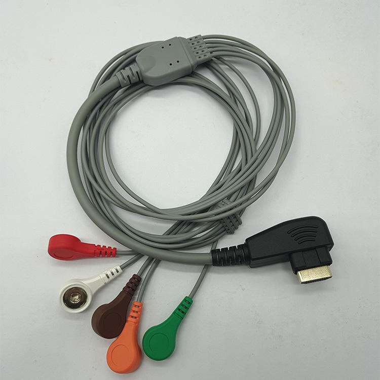 DMS 300-3A 5-Lead ECG cables with Snap 24 hour holter cable ecg monitor recorder