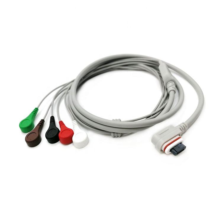 ECG Medical Holter recorder ECG 5 lead AHA snap ECG cable